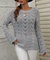 Patterned Knit Bell Sleeve Sweater - Gray