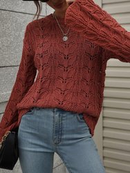 Patterned Knit Bell Sleeve Sweater