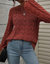 Patterned Knit Bell Sleeve Sweater