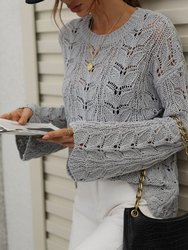 Patterned Knit Bell Sleeve Sweater