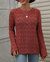 Patterned Knit Bell Sleeve Sweater - Burnt Red