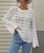 Patterned Knit Bell Sleeve Sweater - White