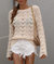 Patterned Knit Bell Sleeve Sweater - Beige