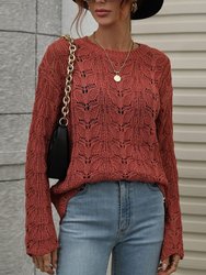 Patterned Knit Bell Sleeve Sweater