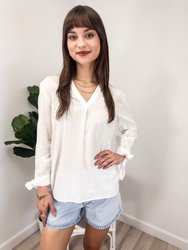 Pleated Split-Tie Sleeve Blouse