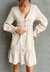 Plunge Neck Smock Dress - Beige