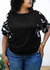 Plus Size Abstract Contrast Sleeves Solid Blouse - Black
