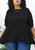 Plus Size Abstract Crochet Pattern Short Sleeve Blouse - Black