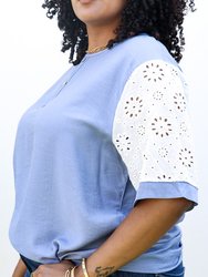 Plus Size Boho White Floral Crochet Pattern Sleeve Blouse