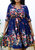 Plus Size Floral Mix Print Tied Belt Waist Navy Mini Dress