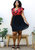 Plus Size Floral Print V Wrap Ruffle Sleeveless Dress - Red