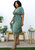 Plus Size Green Maxi Dress with Light Pink Floral Print