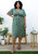 Plus Size Green Maxi Dress with Light Pink Floral Print - Green