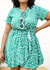 Plus Size Green Swing Dress with Front Keyhole Neckline