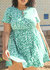 Plus Size Green Swing Dress with Front Keyhole Neckline