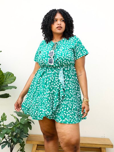 Anna-Kaci Plus Size Green Swing Dress with Front Keyhole Neckline product