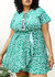 Plus Size Green Swing Dress with Front Keyhole Neckline