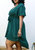 Plus Size Green Swiss Dot Midi Dress With High-Low Skirt