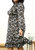 Plus Size High Neck Ruffle Cuffs Floral Print Black Midi Dress