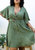 Plus Size O-Ring Tied Belt Waist Butterfly Flare Sleeve Midi Dress