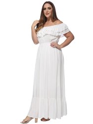 Plus Size Off Shoulder Ruffle Empire Maxi Dress