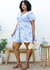Plus Size Paisley Boho Print Ruffle Sleeve Swing Dress - Blue