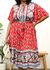 Plus Size Paisley Floral Boho Print Tie Waist Midi Dress