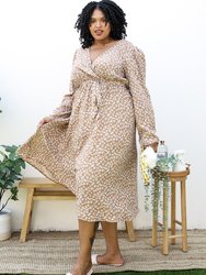 Plus Size Paisley Print Wrap Flwoy Maxi Dress - Beige