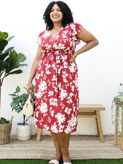 Anna-Kaci Plus Size Tropical Floral Print Maxi Wrap Dress With Ruffle Sleeves product