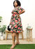 Plus Size Tropical Floral Print Midi Dress with Tied Belt Waist