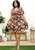 Plus Size Tropical Floral Print Midi Dress with Tied Belt Waist - Black