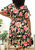 Plus Size Tropical Floral Print Midi Dress with Tied Belt Waist