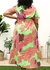 Plus Size Tropical Floral Tie Waist Flowy Maxi Dress