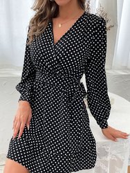 Polka Dot Bishop Sleeve Dress