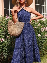 Polka Dot Halter Neck Dress