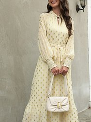 Polka Dot Mock Long Sleeve Maxi Dress