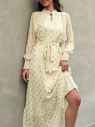 Polka Dot Mock Long Sleeve Maxi Dress