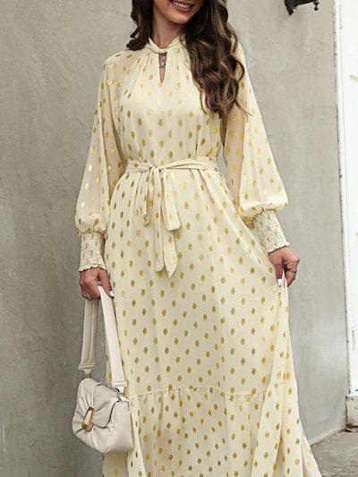 Anna-Kaci Polka Dot Mock Long Sleeve Maxi Dress product
