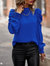 Puff Sleeve Back Tie Blouse - Blue