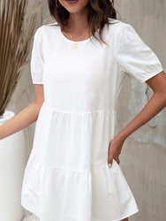 Puff Sleeve Tiered Shift Dress