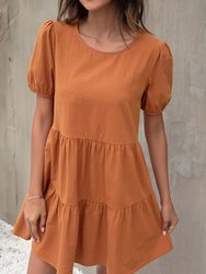 Puff Sleeve Tiered Shift Dress