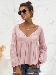 Relaxed Light Gathered Blouse - Pink