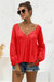 Relaxed Light Gathered Blouse - Red