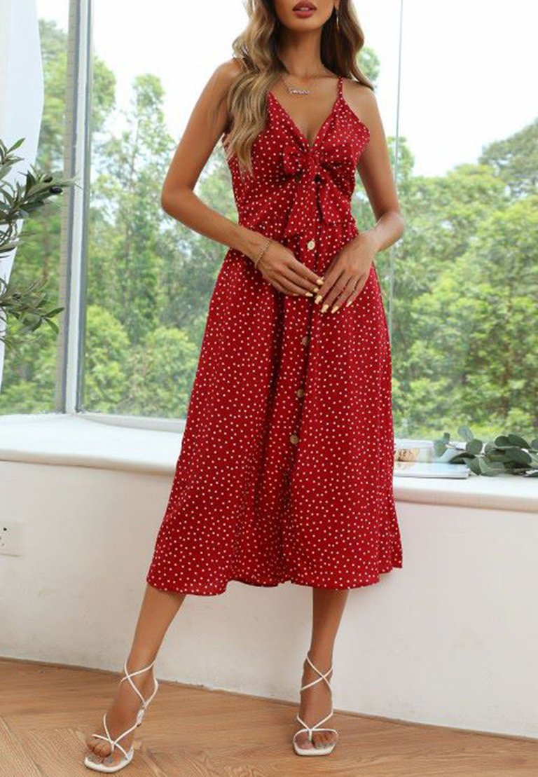 Ribbon Front Polka Dot Dress