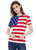 Round Neck American Flag Top July Of 4th USA Patriotic T-Shirt Blouse - Round Neck