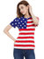 Round Neck American Flag Top July Of 4th USA Patriotic T-Shirt Blouse