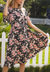 Round Neck Floral Pleated Dress