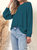 Round Neck Gathered Blouse - Teal