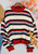 Round Neck Retro Striped Sweater - Red
