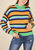 Round Neck Retro Striped Sweater - Green